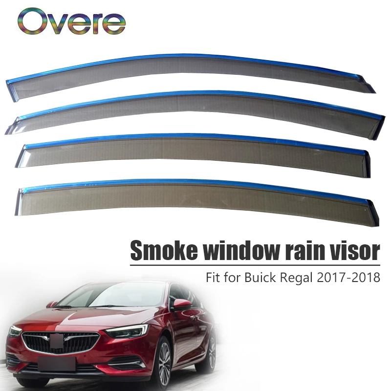 

OVERE NEW 1Set Smoke Window Rain Visor For Buick Regal 2017 2018 Car-stying ABS Vent Sun Deflectors Guard Car accessories