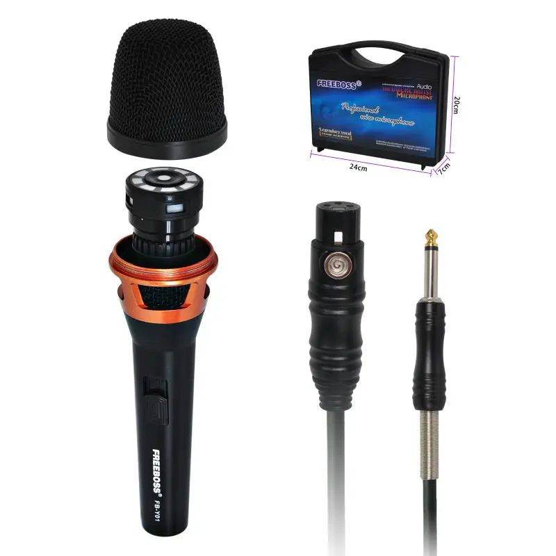 ไมโครโฟนสายไมโครโฟนแบบใช้มือถือแบบไดนามิกไดอะแฟรมขนาดใหญ่ Cardioid ไมโครโฟนสำหรับคาราโอเกะ FB-Y01