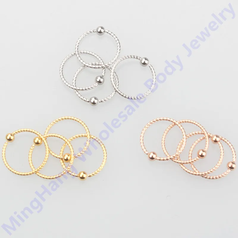 Mixed 3 Colors  20g Twist Easy open Captive Bead Ring Nose Ring Septum Hoop Piercing Body Jewelry