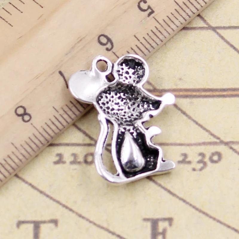 10pcs Charms Mouse 24x18mm Tibetan Bronze Silver Color Pendants Antique Jewelry Making DIY Handmade Craft