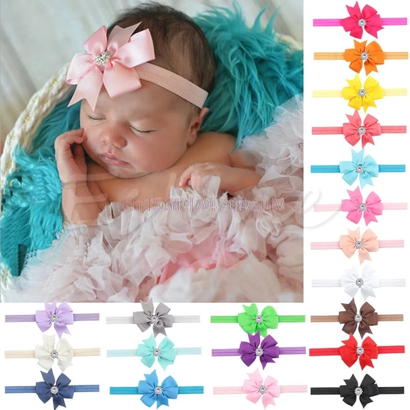 10Pcs Newborn Baby Girl Ribbon Bows Headband Infant Toddler Headwear Bows Elastic Hairbands Girls Kids Hair Accessories