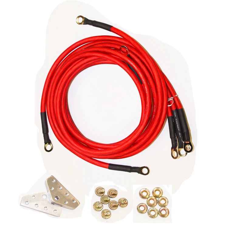 Red Universal 5 Point Grounding Kit Earth Ground Wire Car Cable Performance New