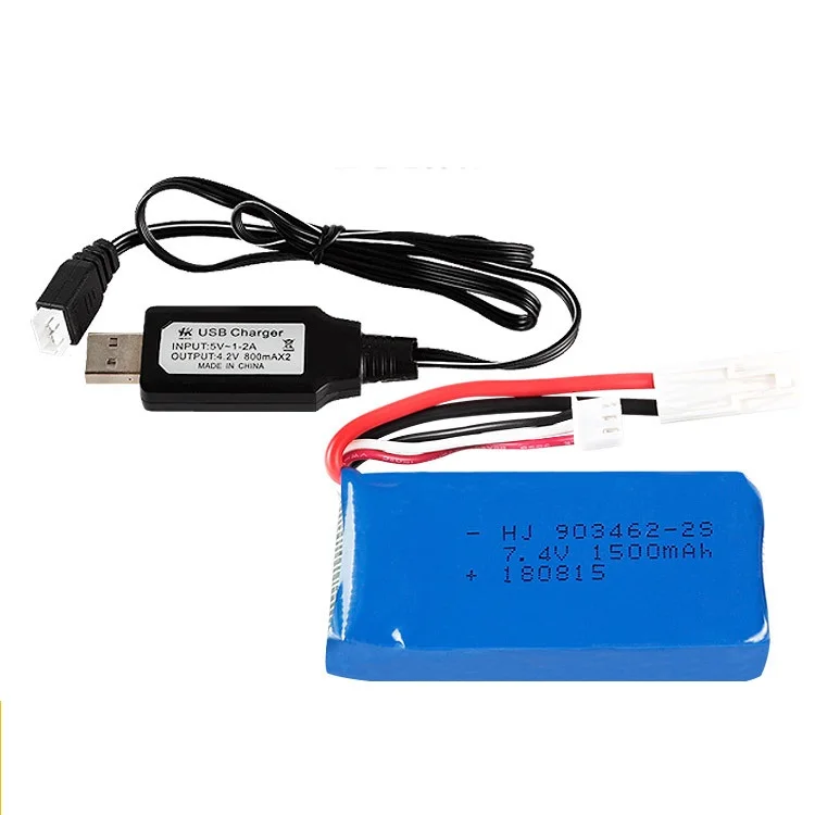 Batteria Lipo 2S 7.4 V 1500mAh 2S della barca di velocità della barca da regata di FT009 WL912-A RC 2800 V/caricatore di 7.4 V 1500MAH Lipo/USB per