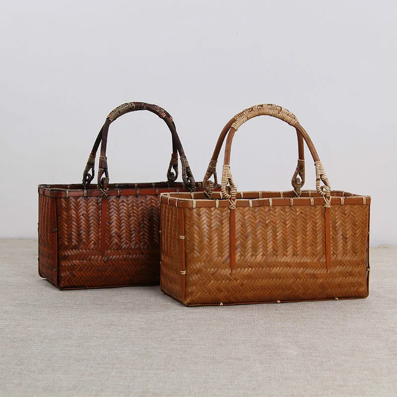 

Women Bags 2019 New Japanese Style Bamboo Bag Handmade Woven Tea Set Ladies Vintage Summer Beach Bag High Quality Bolsos Mujer