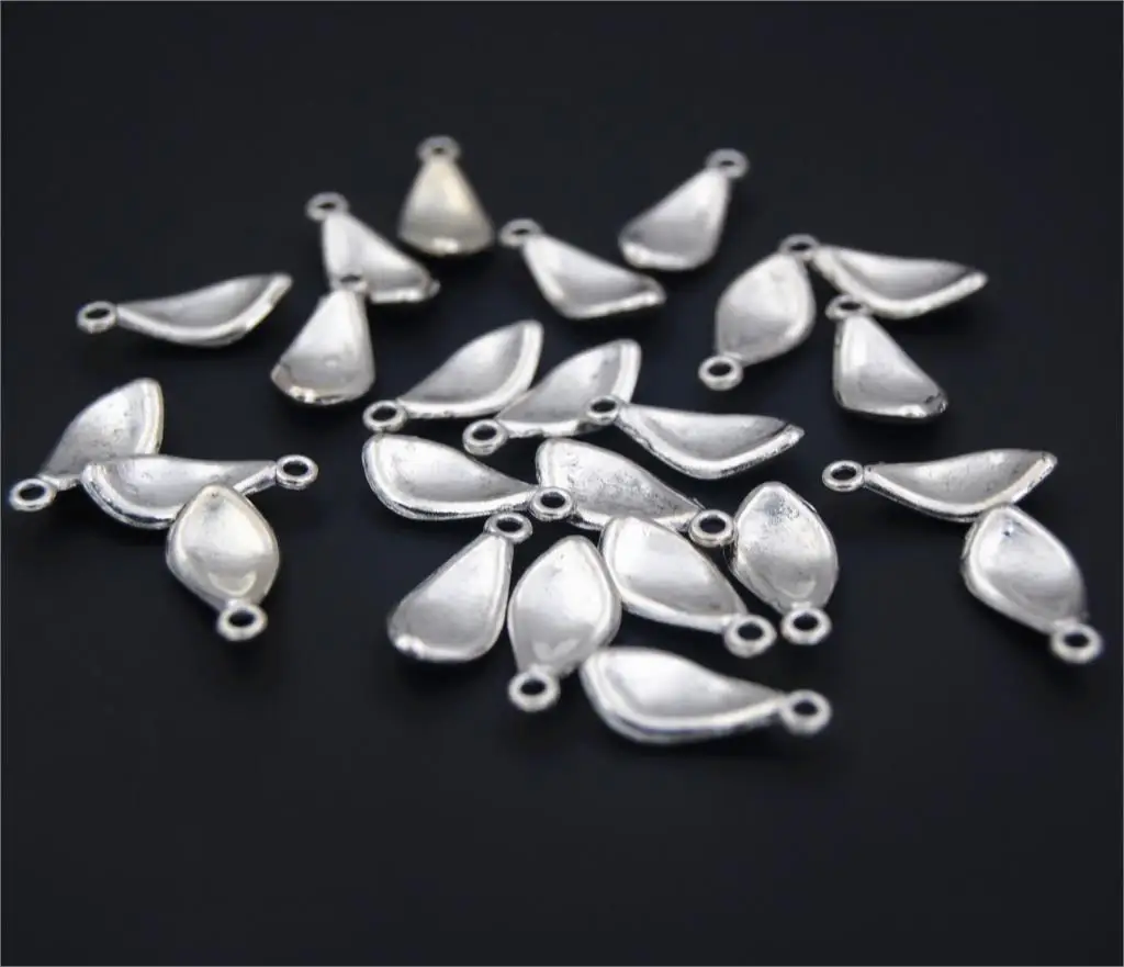 100pcs  Silver Color  Flower Petals Charms Alloy Pendant For DIY Handmade Jewelry Finding A2353