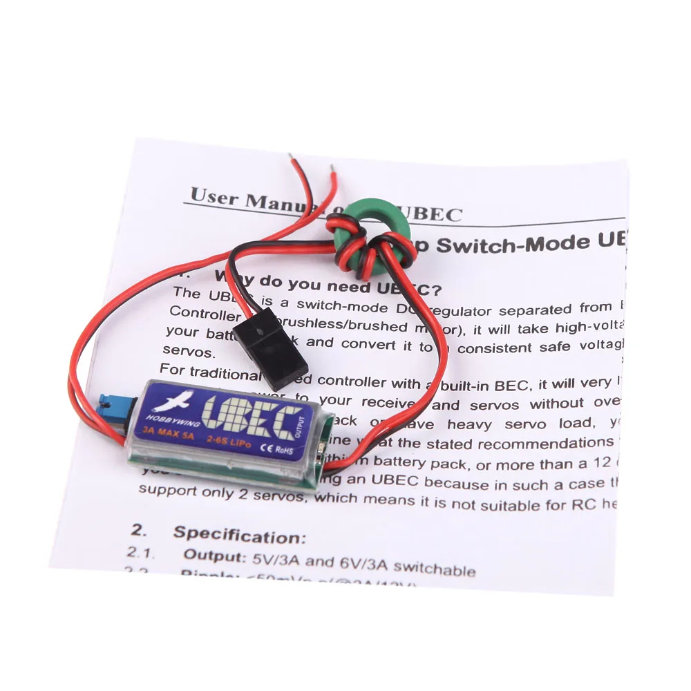 Hobbywing 3A Switch Mode UBEC 5V 6V max 5A Lowest RF Noise (Hobbywing UBEC,3A UBEC)