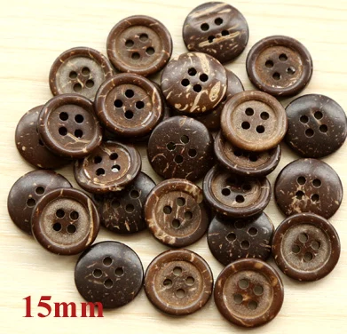 50pcs/lot Size:15mm Round Natural Coconut Buttons Bulk button Accssories Sewing (ss-1158)