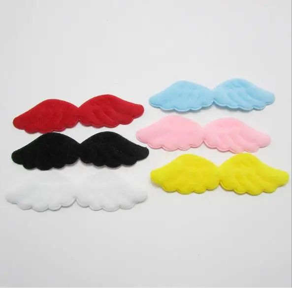 40pcs/lot 10.5x3.5cm Mixed Padded Furry Felt Angel wing Shape Appliques For Kid DIY Patch And Baby Headwere Accessories