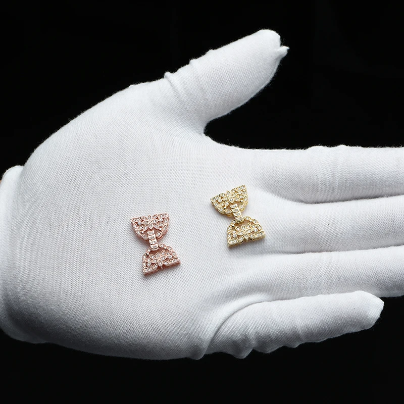 23*15mm Clasps For Jewelry Making Accessories Copper Cubic Zirconia  Clasps Buckles For DIY Pearls Necklace Bracelet