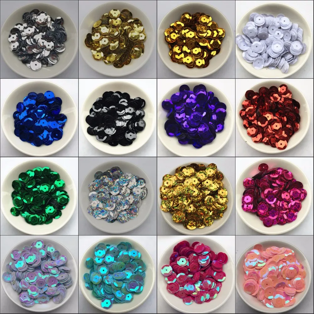 480Pcs/lot (20g) 10mm Large Pvc Round Cup Sequins Paillettes sewing Wedding craft for women Garment Accessories