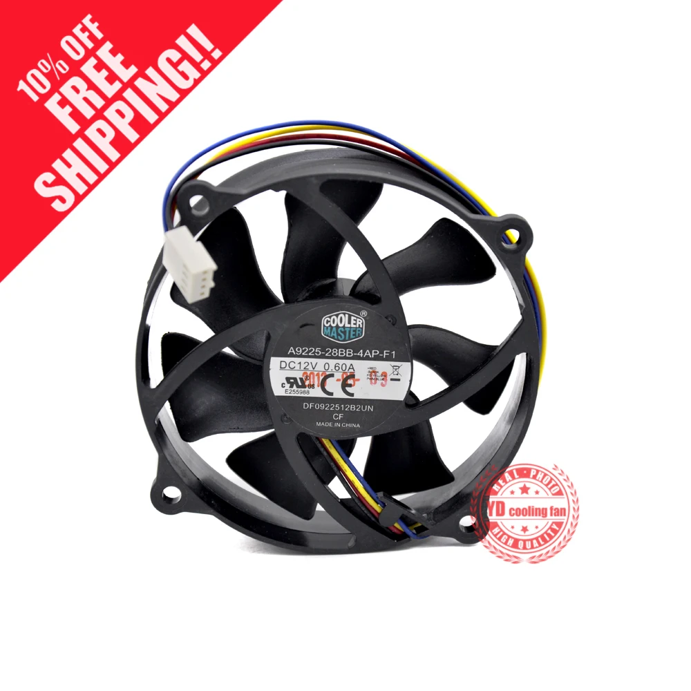 

FOR cooler master A9225-28BB-4AP-F1 9025 9225 9cm 12V 0.60A cooling fan