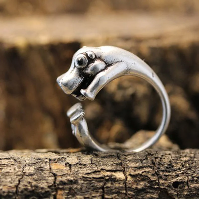 New Trendy Hippopotamus Ring Solid Antique Silvere Hoop Ring Hippo Wrap Ring  free ship