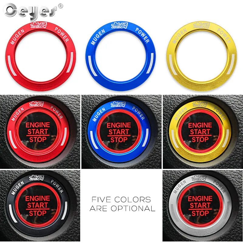 Ceyes Car Interior Accessories Styling Ignition Start Push Button Stop Ring Stickers Case For Honda Mugen Logo Civic 2018 Covers