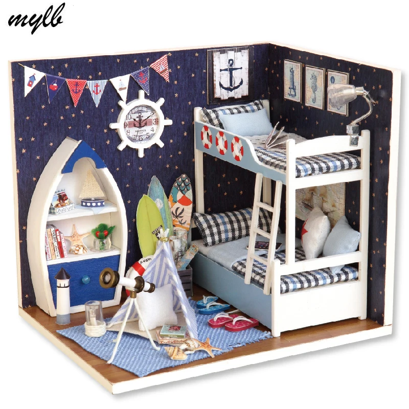 

mylb Doll house furniture miniatura diy doll houses miniature dollhouse wooden handmade toys for children birthday gift