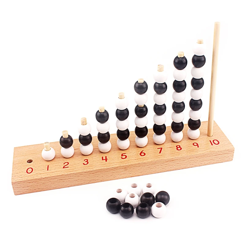 Montessori Baby Mathematics Toy 1-10 Odd and Even Digital Number White & Black Beads Chess Board Wooden Toy Early Preschool Kids