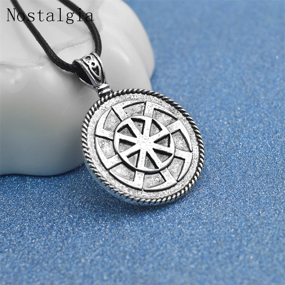 Slavic Antique Silver Color Kolovrat Pendant Necklace Slavic Amulet Sun NEW Wheel Kolovrat Pendant For Men Fashion Charm Jewelry