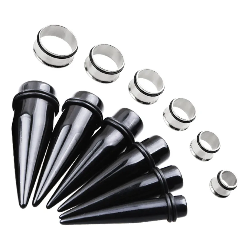 10-20mm 24pcs/lot Steel Acrylic Ear Gauge Tapers And Plugs Stretching Kits Flesh Tunnel Expansion Body Piercing Jewelry Unisex