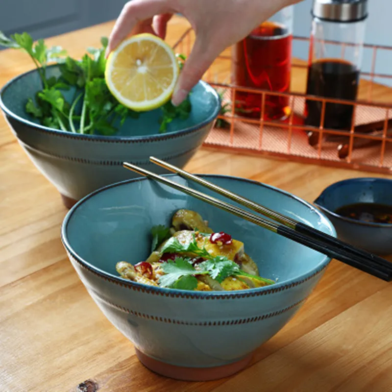 Home Ceramic Bowls Home Kitchen Creative Tableware Restaurant Japanese Style Bowl ramen Bowl Soup salad Bowl