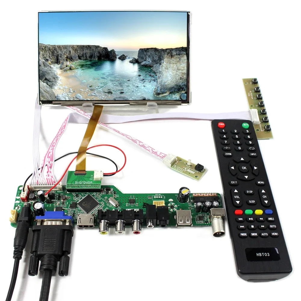 TV+PC+HD MI+CVBS+RF+USB+AUDIO LCD Controller Board With 7inch HV070WSA-100 1024X600 LCD Screen