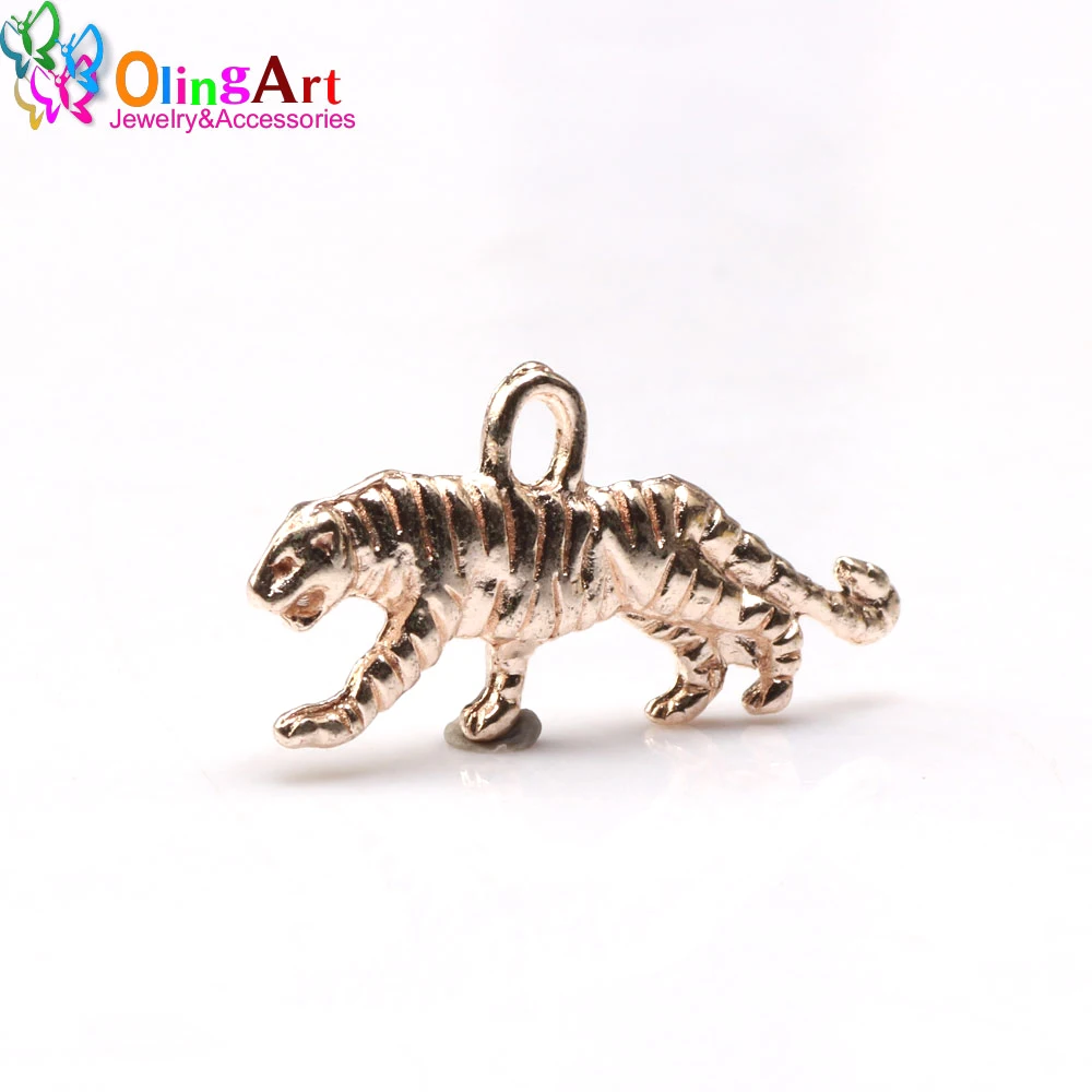 Animal 22mm 12pcs/lot Tiger Charms Pendant For DIY Jewelry Making Handmade Bracelet Necklace Key Chain Bag Accessories Olingart