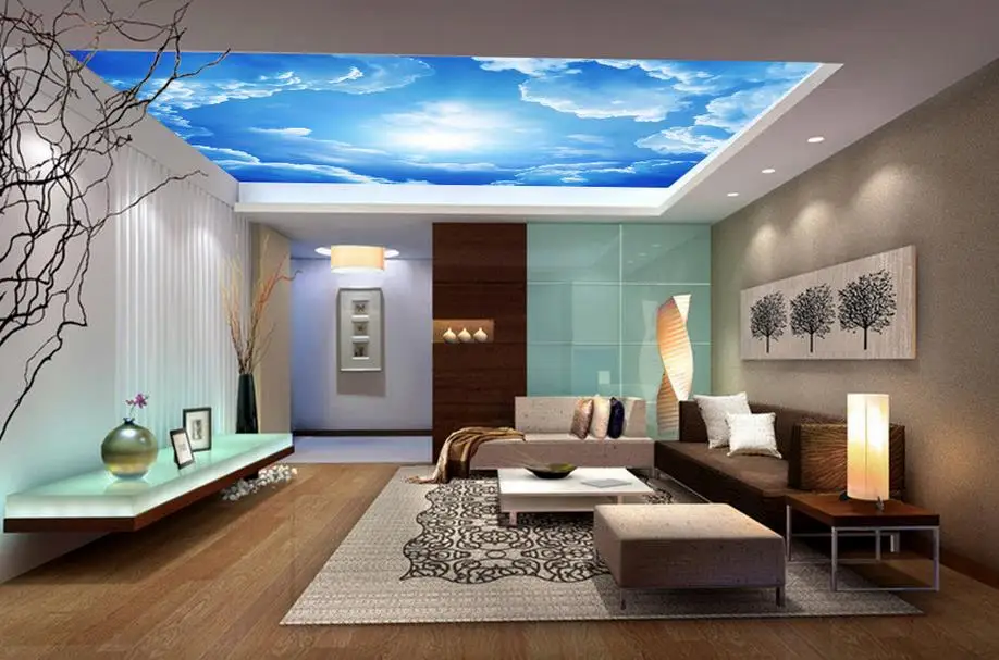 Wallpaper 3d stereoscopic Blue sky cloud ceiling 3d wallpaper nature Non woven wallpaper wallpaper 3d mural