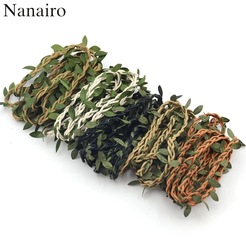 1M Artificial Green Flower Vine Leaves Rattan For Home Wedding Party Decoration Foliage DIY Garland Headband Hair Accessories