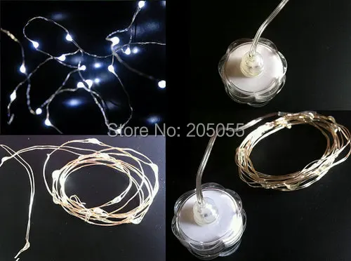 5pcs/lot Battery Operate Submersible floral Led light 1.5m 15LED Waterproof Wire String tea light f/Xmas Christmas Wedding-White