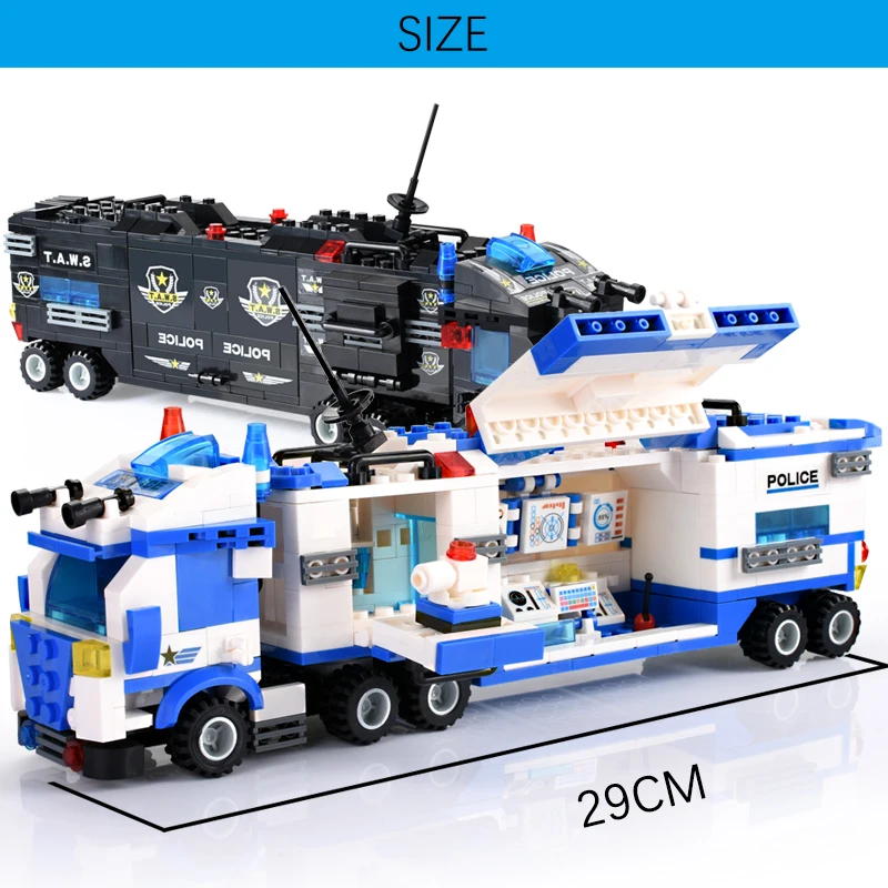 825+PCS Creative City Police Building Blocks 8 in 1/6 In 1 Robot Helicopter Police Station Figures Blocks DIY Bricks Kids Toys