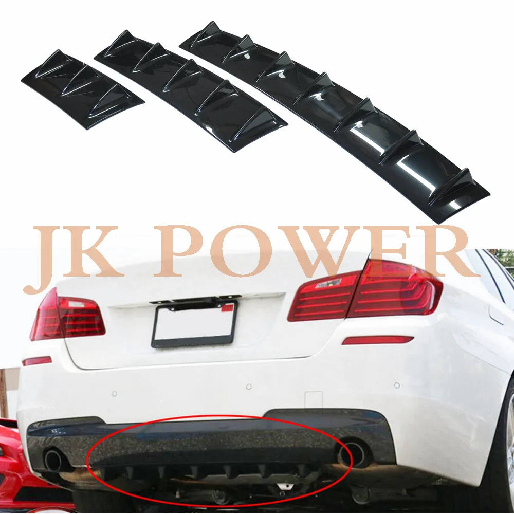 Racing Shark 3 5 7 Wing Lip Diffuser Rear Bumper Chassis Black ABS Universal Spoiler