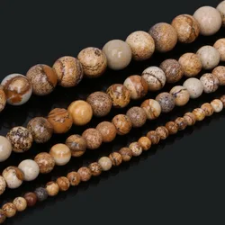 Christmas Gift 4/6/8/10mm Selectable Round Brown Beads Natural Stone Beads 15