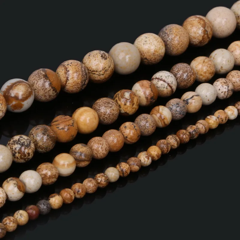 Christmas Gift 4/6/8/10mm Selectable Round Brown Beads Natural Stone Beads 15