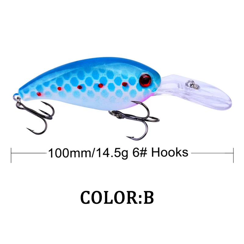 1Pcs 미노 10cm 14.5g 낚시 워 블러 인공 크랭크 미끼베이스 송어 낚시 루어 파이크 트롤링 pesca 크랭크 베이트 태클