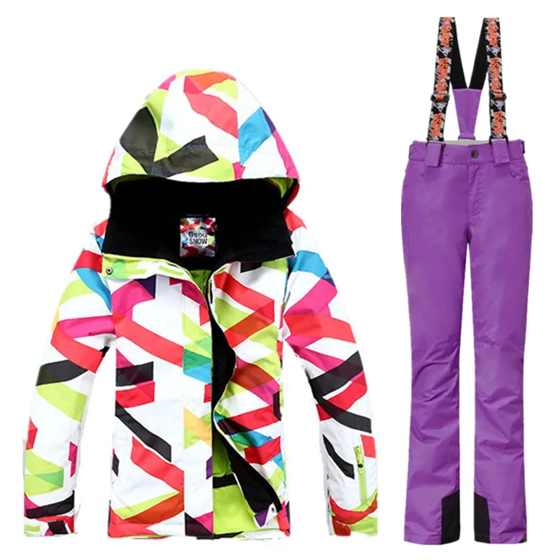 Gsou Snow outdoor women\'s Winter Waterproof windproof Ski Suit Ski Jacket+ski Pants set Snowboard  Female Skiing Snow Clothes