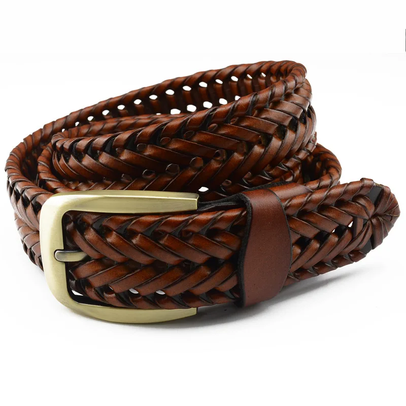 New Belt Men women  belts luxury genuine leather braided Real Cow skin straps Men All-Matching Simple Fashionable Tide Belts