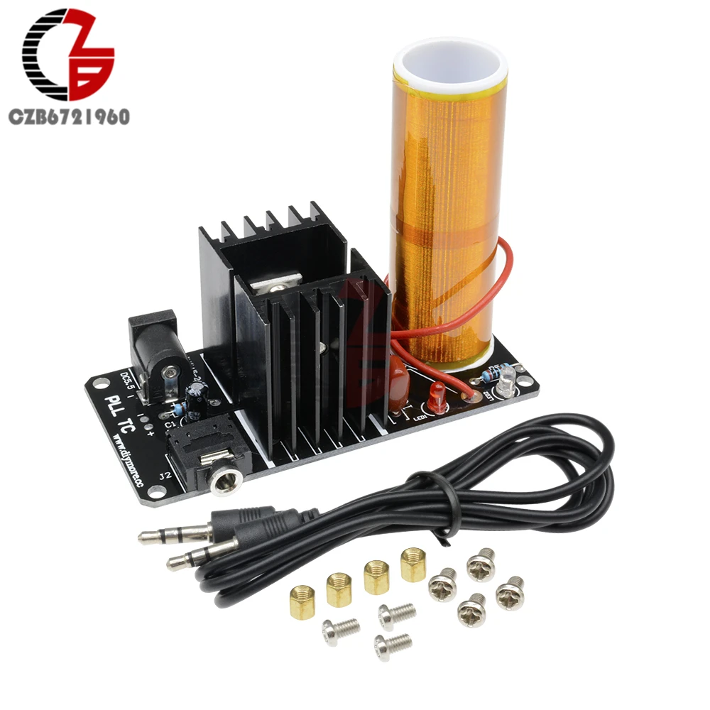 Mini Caixa de Som de Plasma Tesla 15w Bobina de Música Gerador Arco Transmissão sem Fio dc 15v24v