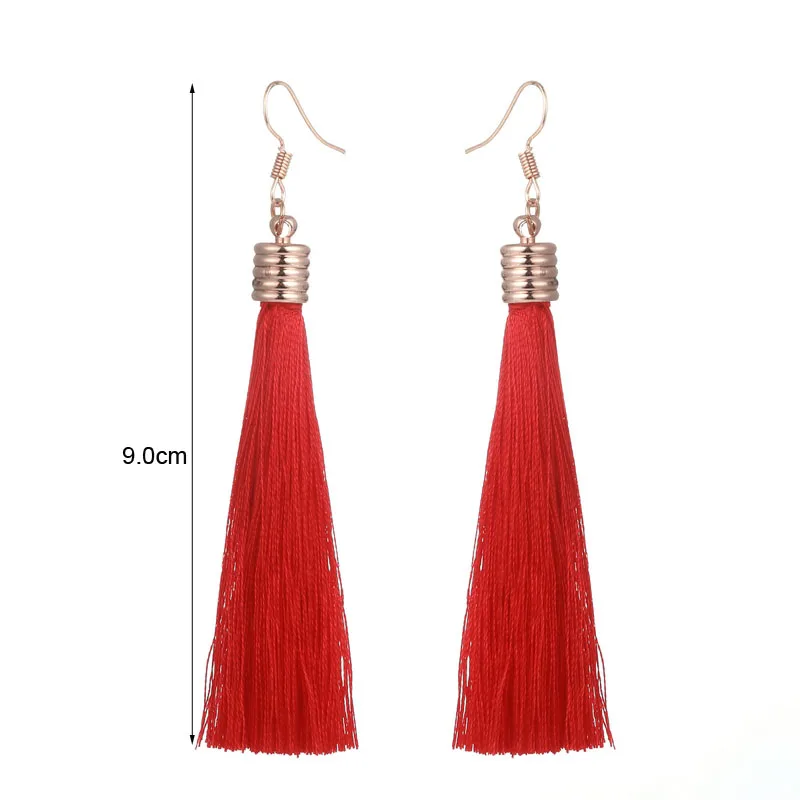 LOVBEAFAS Ethnic Fringe Tassel Long Drop Earrings Women Boho Crystal Boucles Brinco Dangle Earings Fashion Jewelry Bijoux Femme