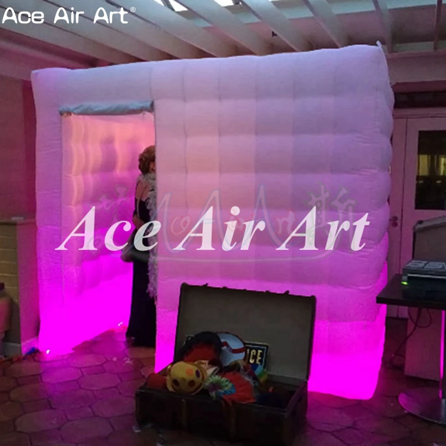 Best Quality Reusable LED Party Cabinet Inflatable Photo Booth Enclosure Canopy Tent with Spotlights and Interior Blower