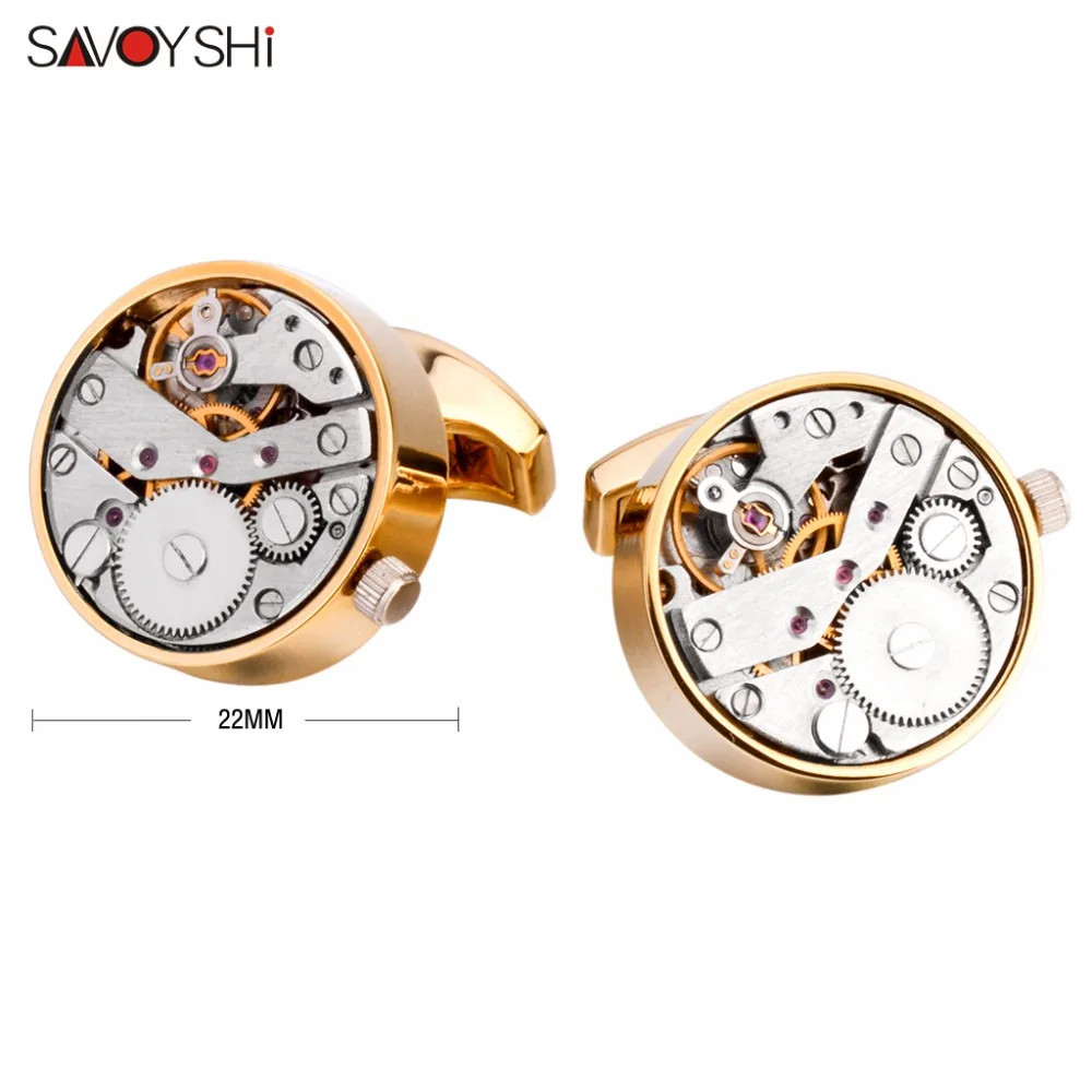 SAVOYSHI Mechanical Watch Movement Cufflinks for Mens Shirt Cuff Functional Watch Mechanism Brand Cuff Links Designer Jewelry