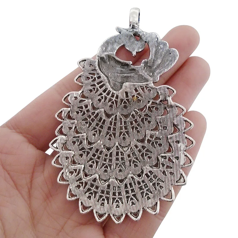 2pcs Large Elegant Metal Peacock Charms Pendants for DIY Necklace Jewelry Making Findings 86x54mm
