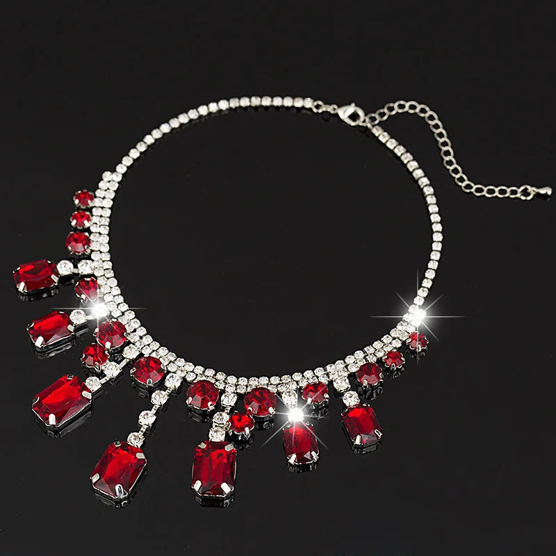 Star Jewelry SALE 2015 New sliver Plated Elegant Drop Crystal Choker Necklace Women Statement necklaces & pendants Gift #N021