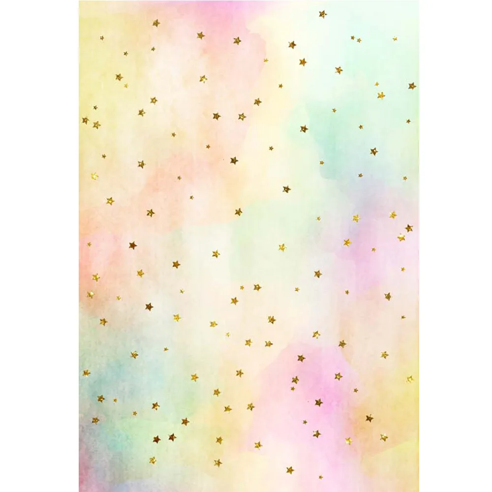 

Pastel Watercolor Backdrop Photography Printed Gold Stars Newborn Baby Photoshoot Props Princess Girl Birthday Party Background