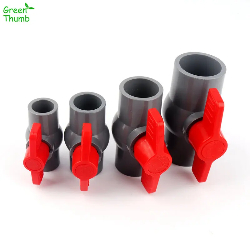 

8pcs Grey PVC Pipe Socket Inner Dia 20/25/32/40mm Ball Valve With 90 Degree Rotation Red Handle Agricultural Easy Control Water