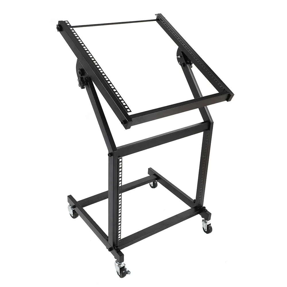 19U Mixer Studio Rack Stand on Wheels Black