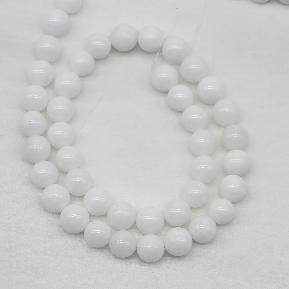 1strand/lot 4 6 8 10 12 mm Natural Stone White Porcelain Jades Round Loose Spacer Beads For Jewelry Making Findings DIY Bracelet