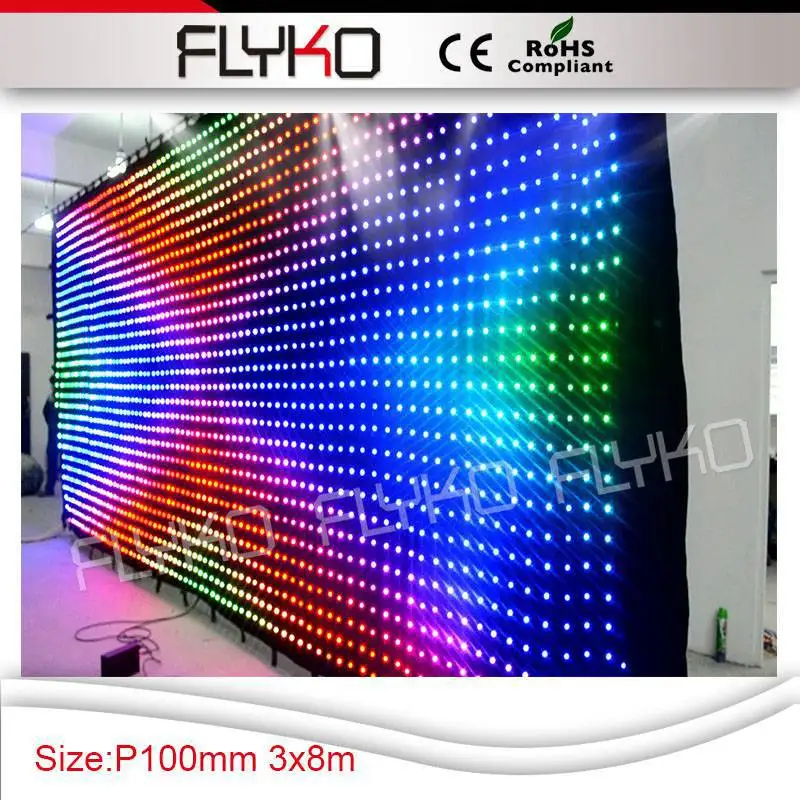 

P10 sexy video starlight display portable led video curtain backdrop 3*8m