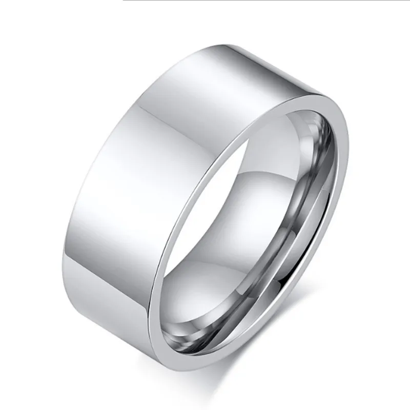 QianBei-Clássico Anel Amplo Chunky para Homens, Cor do Ouro, Cor Prata, Anel Masculino de Aço Inoxidável Preto, Jóias de Casamento Aliança, 8mm