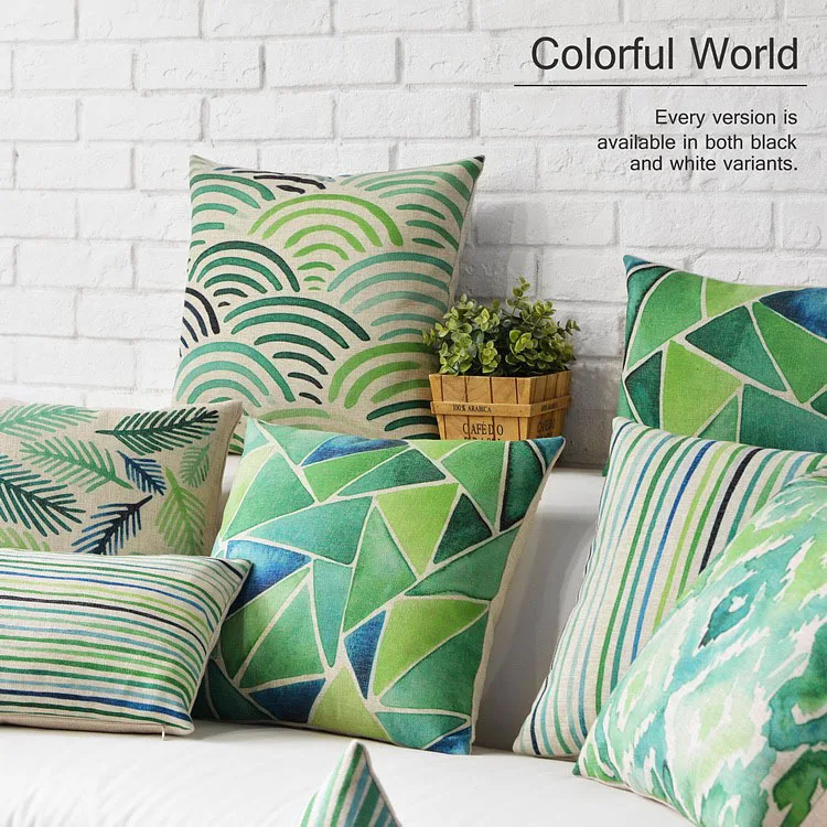 Fresh Pastoral green pillow ,geometric Pillow cushion ,Linen pillowcase,sofa cushions home decorative Pillows