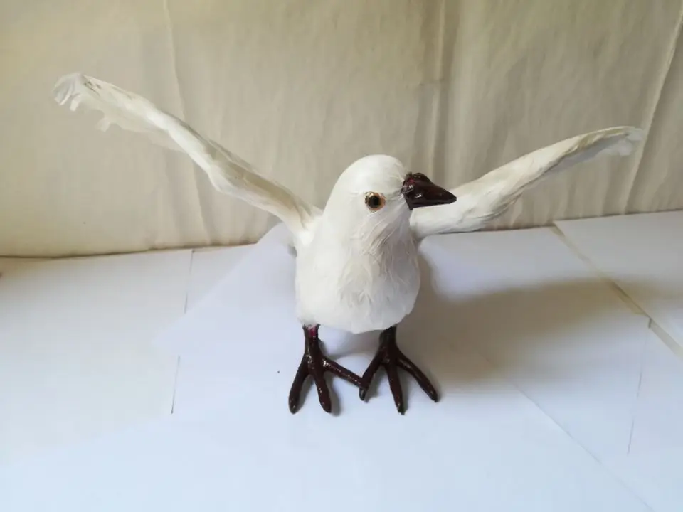 polyethylene&furs white dove large 32x24x15cm spreading wings peace bird hard model prop.home decoration Xmas gift w0601