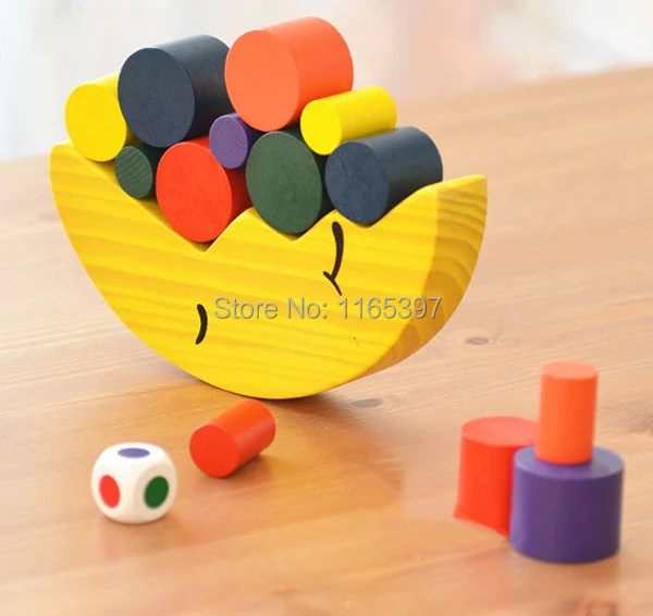 Freeship 1 Bộ trẻ em kids Montessori Gỗ khối hình học trăng trò chơi cân bằng phát triển Giáo Dục sớm vật liệu đồ chơi