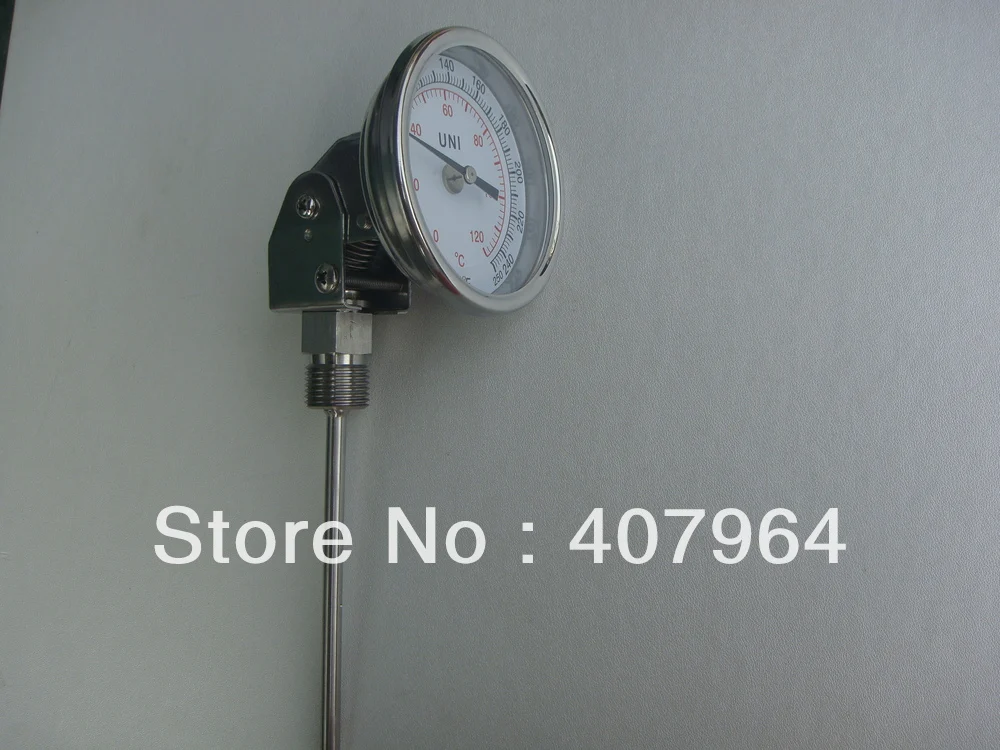 UNI Industrial bimetal thermometer with universal angle ,SS304,  0 C to 120C